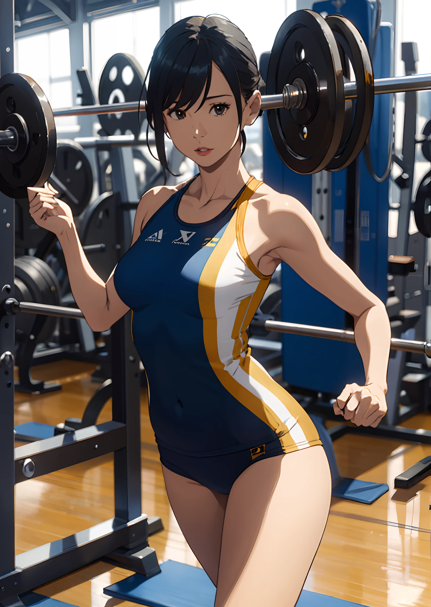 Wheat-toned skin、Female sexy、Training Costumes、In the gym、Live-action、realisitic