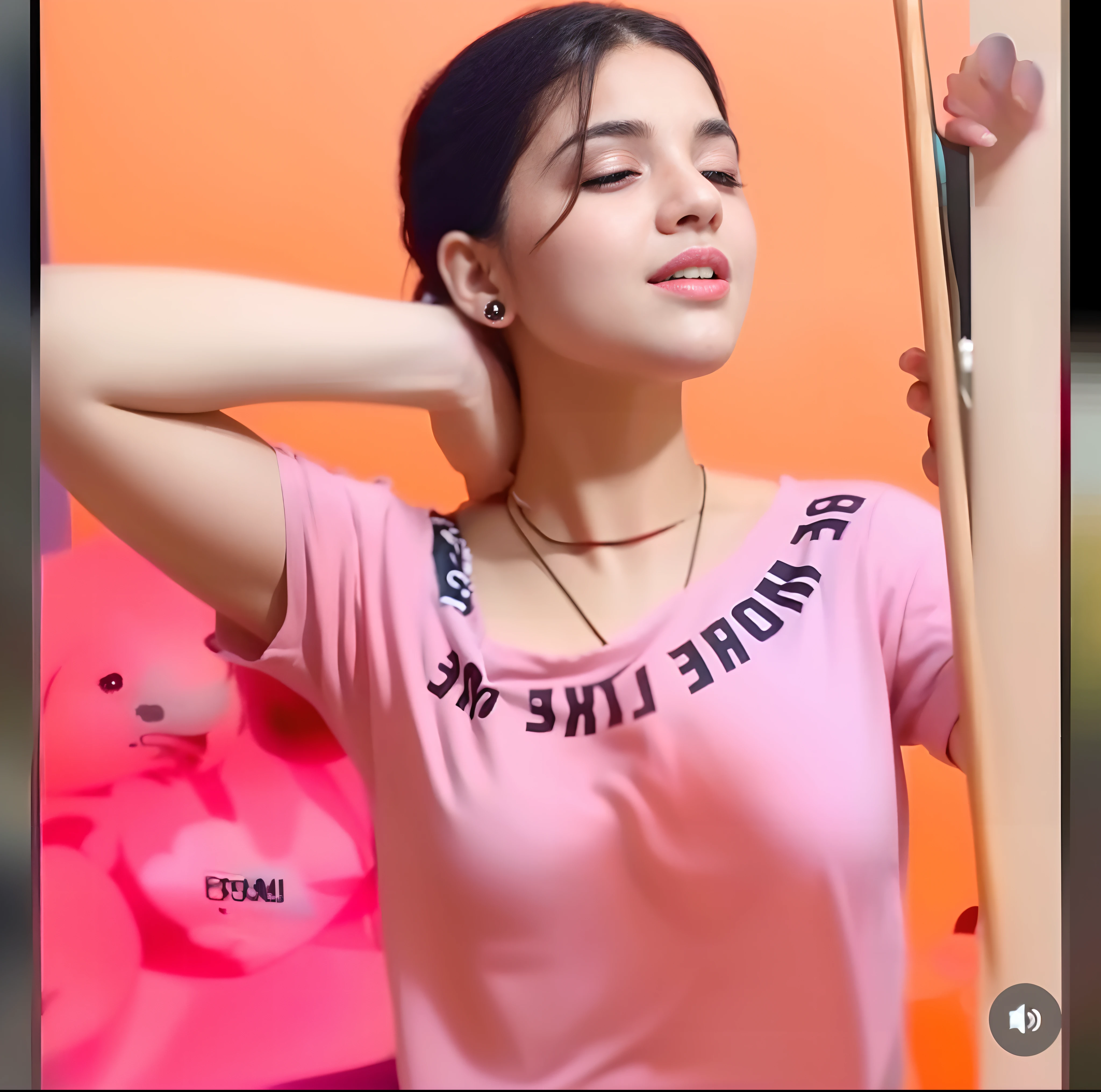 there is a woman that is holding a skateboard in her hand, tiktok video, new song, attractive pose, hands behind her body pose!, young and cute girl, low quality video, ✏️🎨, trending on tiktok, armpit, sexy pose, very beautiful cute catgirl, very artistic pose, sexy girl, cute pose, shoulders can be seen