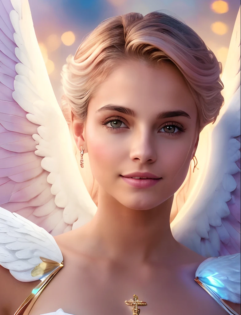 (((SAINT MICHAEL ARCHANGEL. 19 years old))) ((( Con una cara seria y piadosa. Con una mirada dulce y tierna))) (obra maestra, calidad superior, mejor calidad, arte oficial, beautiful and aesthetic: 1.2), (1girl), extremadamente detallado, (Arte fractal: 1.3), colorido, highest detailed, Cara perfecta, parte superior del cuerpo, HDR, (orando: 1.3), (golden lines of white coat: 1.2), galaxia, (rayas de luz), eye-catching visuals, (dynamic stripes, senderos luminosos: 1.2), colores vibrantes,