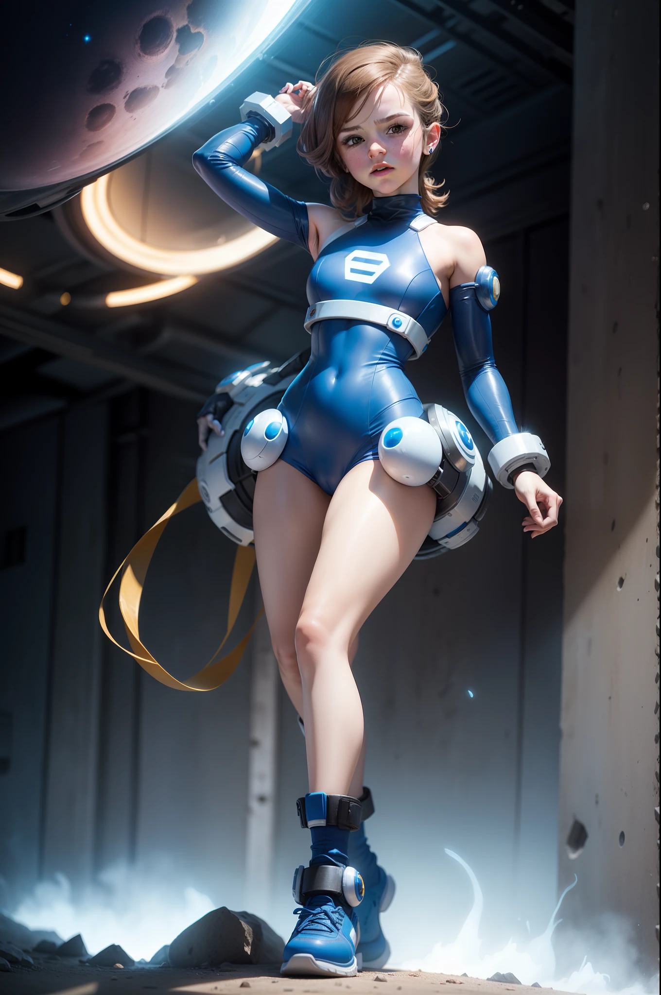 emma watson dressed as Mega Man. sci-fi.