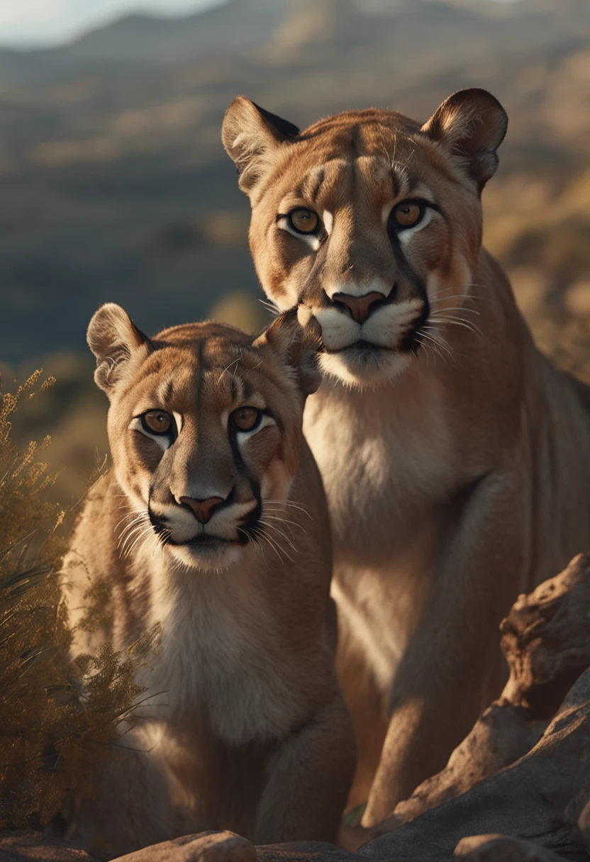 Realistic cinematic images of the Puma,Africa, Ultra HD | |, Realistic, vivid colors, altamente detalhado, Desenho UHD, caneta e tinta, perfect composition, majo, detalhado, intrincado, Intricate octane render trend in Artstation, 8k artistic photography, arte conceitual fotorrealista, soft natural volumetric cinematic perfect light