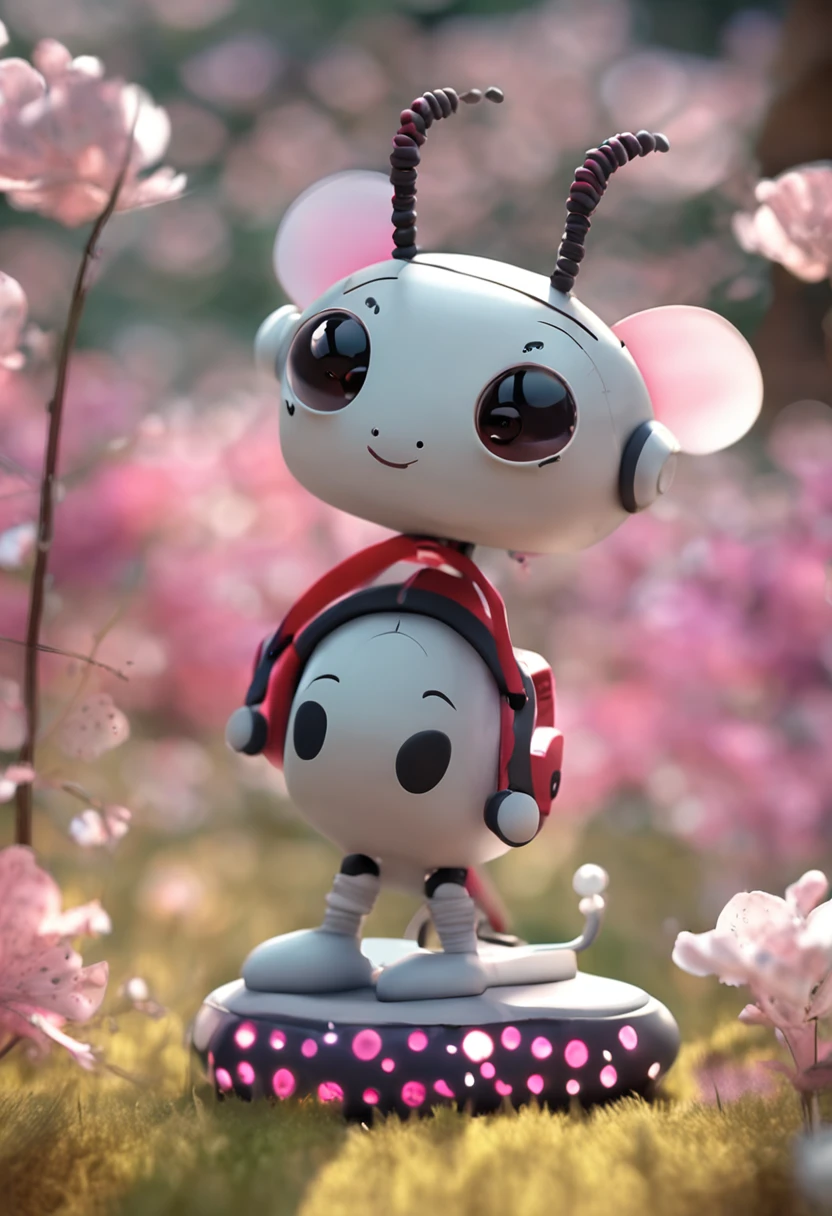 Adorable ant for children's drawing. It has a round head and large bright black eyes. Your body is cute, comprido e de cor cinza-escuro. Tem antenas grandes e usa um vestido rosa com um sapato branco. Possui uma mochila colorida que ela sempre carrega junto.