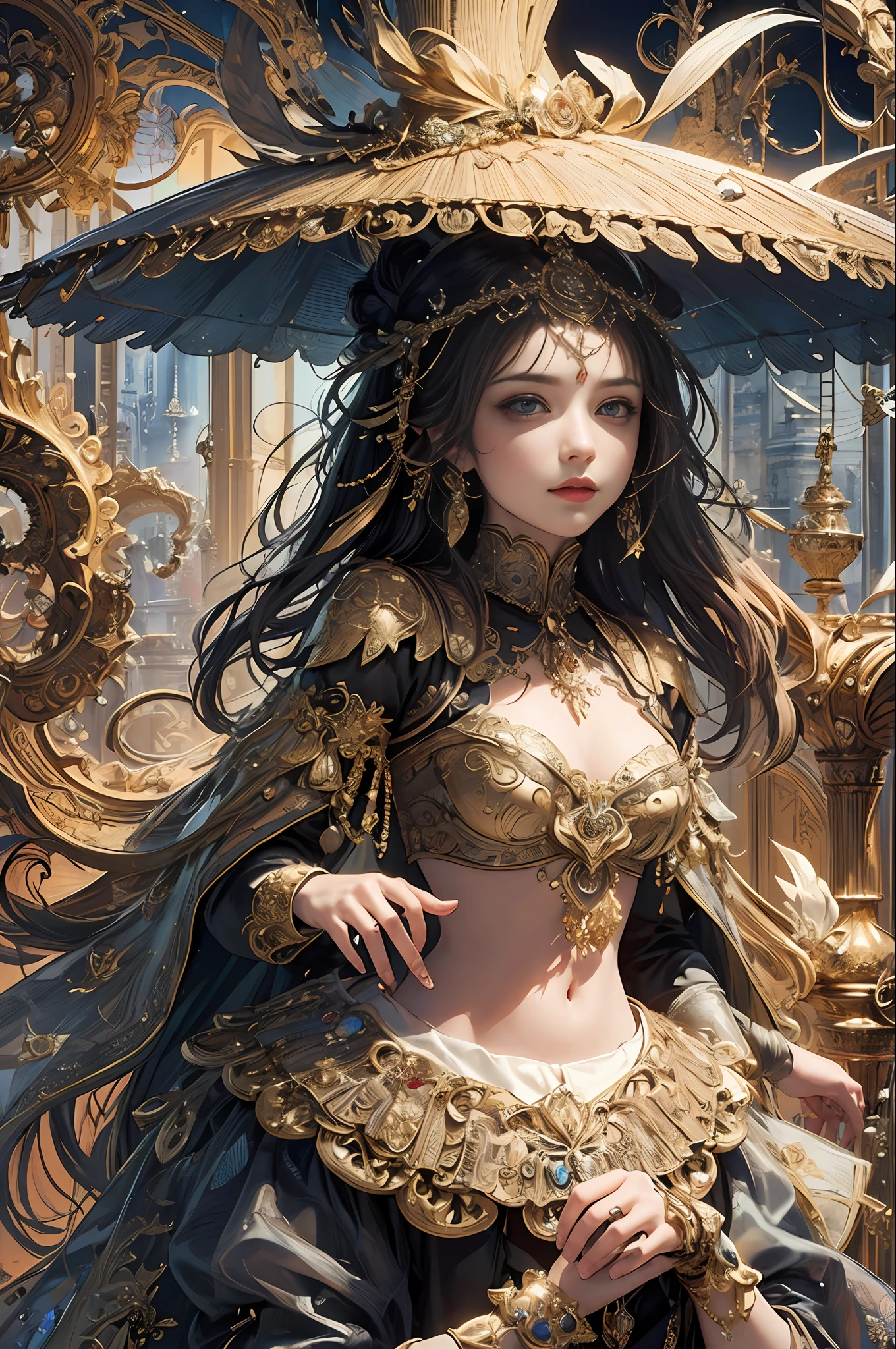 (masterpiece, top quality, best quality, official art, beautiful and aesthetic:1.2), (1 fantasy girl), extremely detailed, ornate jewellery, (fractal art:1.3),colorful,highest detail.