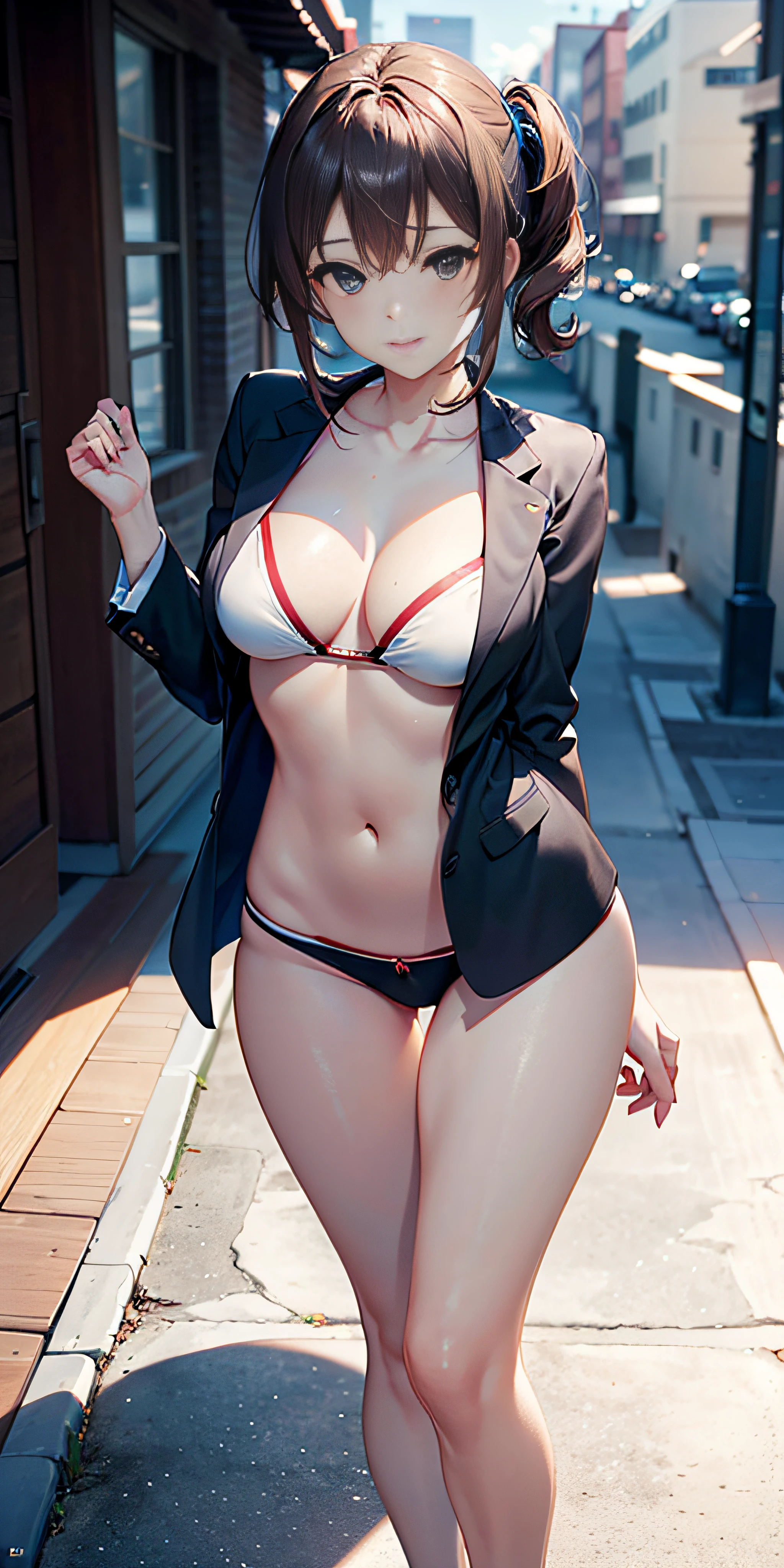 (Vista de cuerpo completo), anime, estilo anime de mujer realista, (Blue-eyed Hungarian), 18 years old girl, ((blazer gris, cinta, minifalda plegada color azul obscuro, calcetines)), aula de Universitaria, hermoso detalle en los ojos, (eye size: 3/4) luz en la cara, (((Detalles intrincados))), ((foto de cuerpo completo: 1.2)), luz especialmente fuerte, (ojos superiores, sonrisa sonriente: 1.2), piel brillante, (((color de cabello aleatorio))), (muslos gruesos), ulzzang-6500-v1.1: 0.2, bashful, (Flash: 1.2), NSFW , (hinchado), ((postura seductora: 1.2, atractivo: 1.2)), (inactivo), sentada en un escritorio: 1.2, ((good anatomy: 1.2)), aula brillante y refrescante, Cute and symmetrical face, Natural side lighting, 8k, Fotos RAW, calidad superior, obras maestras, High Definition RAW color photos professional close-up photos, (realista, fotorrealismo: 1.37), (highest qualityr), (alto contraste luz sombras), (mejores ilustraciones), (erotic, sexy, ultra-high-resolution, 8K HD Unified CG Wallpapers, Physical representation, movie lighting), Canon EOS R50 camera with 50mm lens