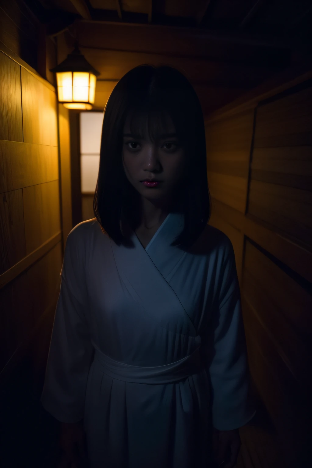 (masterpiece、high-level image quality、hightquality)、(The ghost of a young beauty)、Female Ghost Story,(Japan Ghost Story、Spirit、Psychic phenomena)、Stray Spirits、Amazing beauty、爆乳、Excellent style、Mind-boggling images、She looks like a model actress in Japan.Glossy、full body Esbian、Release cold air、Chill、 Beauty Yokai、dimmed lights.lantern、canny、vhorrified、Japanese houses、Darkness of the night、((fiction、Horror Pictures、ghosts、aura、Psychic Photography))、(Grudge Spirit、Hate Spirits、Evil Spirits、Angry Spirits),Cemetery of Japan、Japan hell、(Kosuke Kindaichi's Suspense World),(The structure of the human body is accurate、Ghosts also have legs),(Thinking about life after death、Most ghost stories and ghost stories in horror works are fiction)、