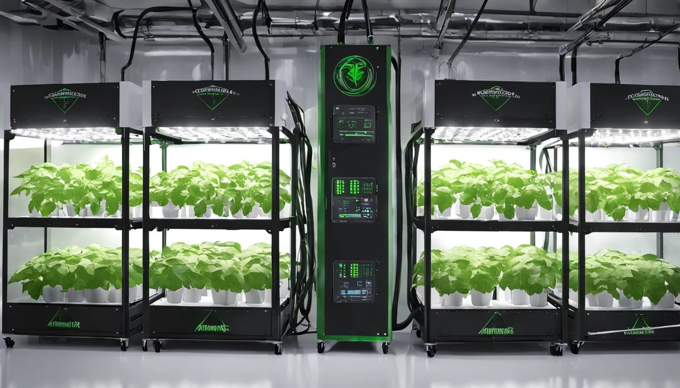 futuristic hydroponic Indoor weed ((grow box)) cabinet on a ((industrial warehouse)), grow cabinet with a touch screen and a separate (air filtering) hose system at its right, grow cabinet with (plants) inside, hydroponic grow cabinet, 6 trays shelf, indoor greenhouse cabinet, indoor grow box with air filtering system, warehouse industrial facility, Hydroponic System, LED Grow Lights, Hydroponic Grow Box, Smart Grow Cabinet, LED Grow Box, six chamber cabinet, SuperCloset LED, Automated Hydroponic Grow Box, Hydroponic Growing Systems Cabinet, hydroponic growing system utilizes technology to simulate sunlight, design trend 2023, photorealistic rendering, octane, corona