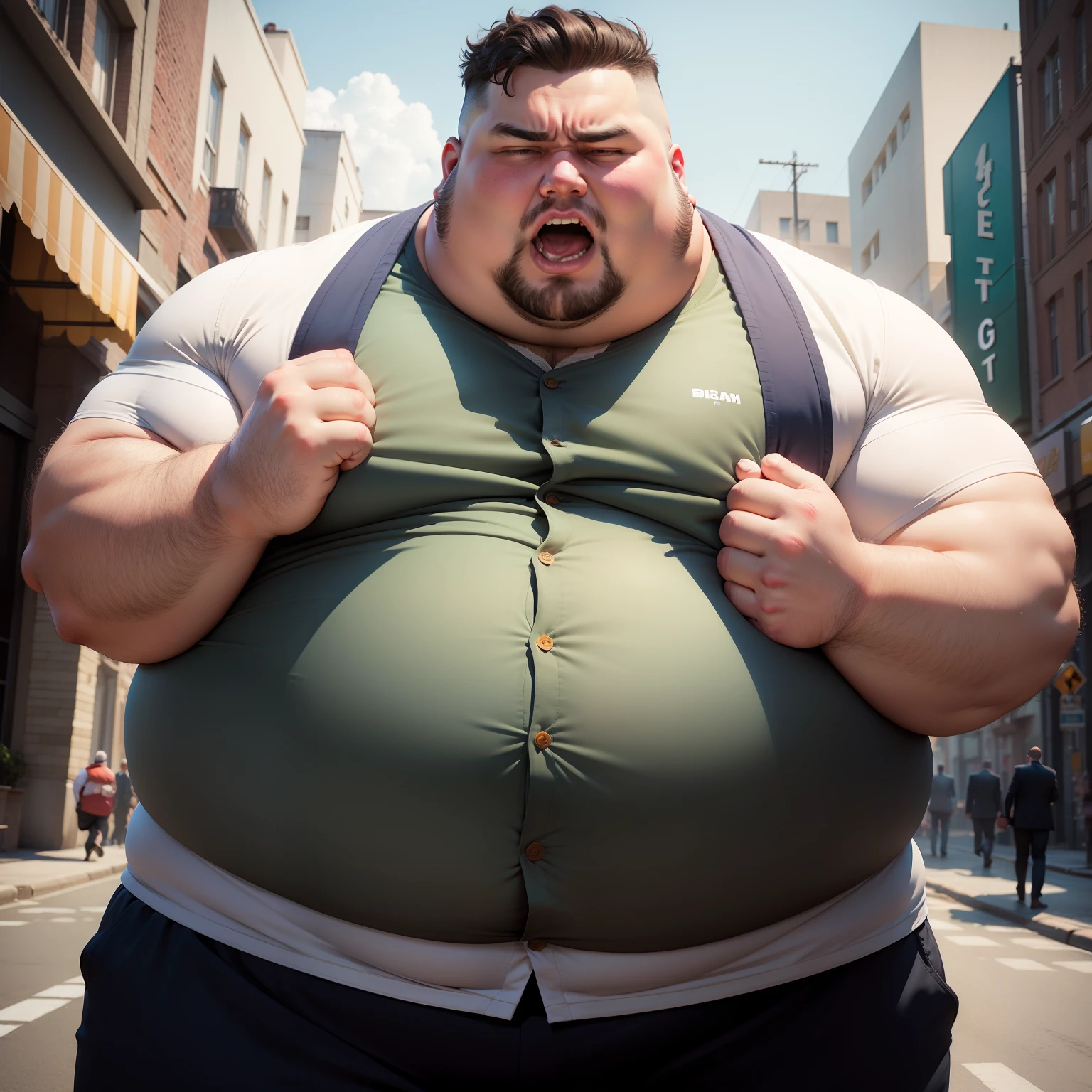 Fat man with clothes of a boss with a funny expression