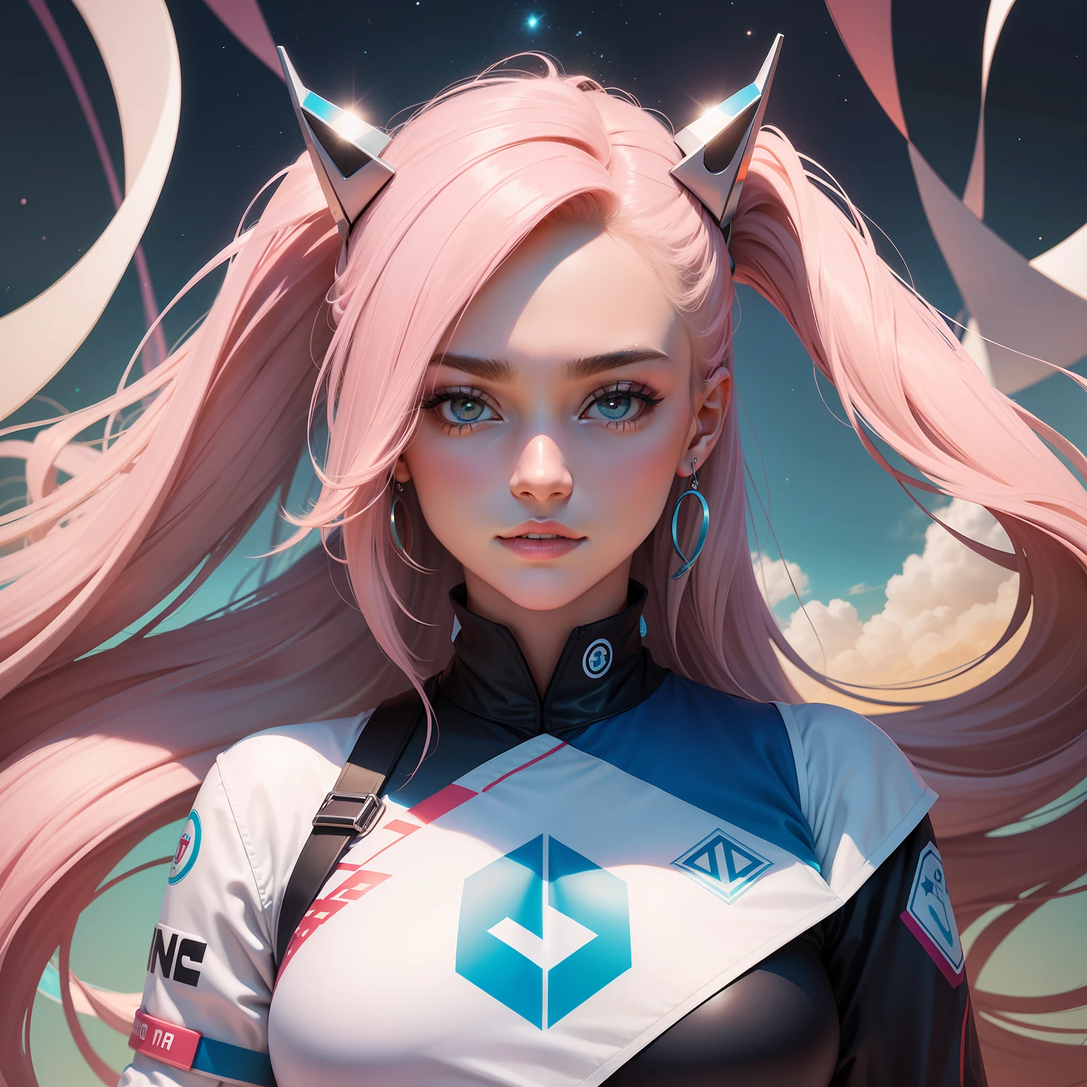 Crie um logotipo futurista e clean que represente minha nova marca, mulheres empreendedoras da nova era, e que contenha 3 esferas e uma estrela de 5 pontas, for my digital business