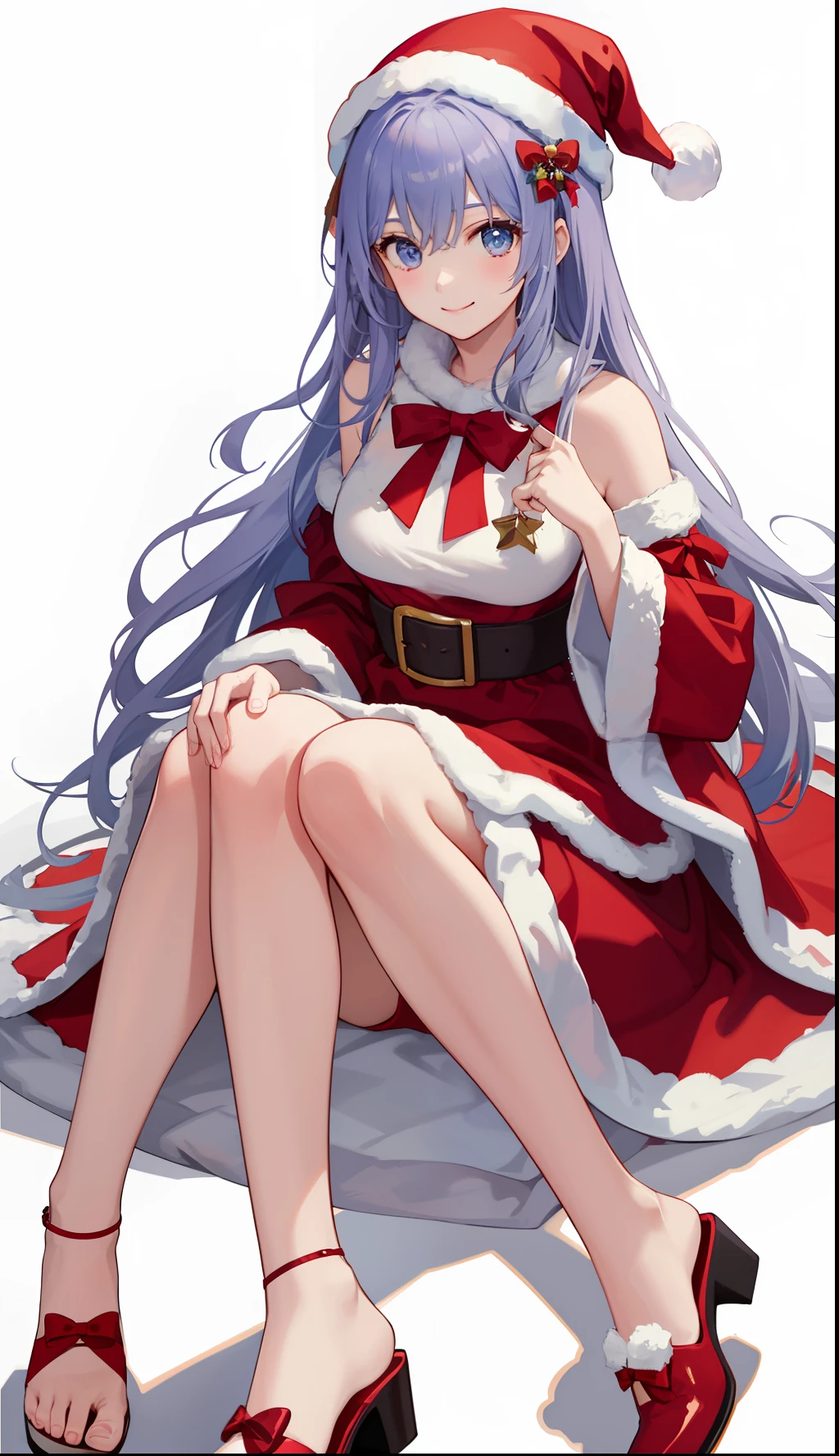 1girl in、A smile、Christmas、Dressed in Santa Claus costume、
