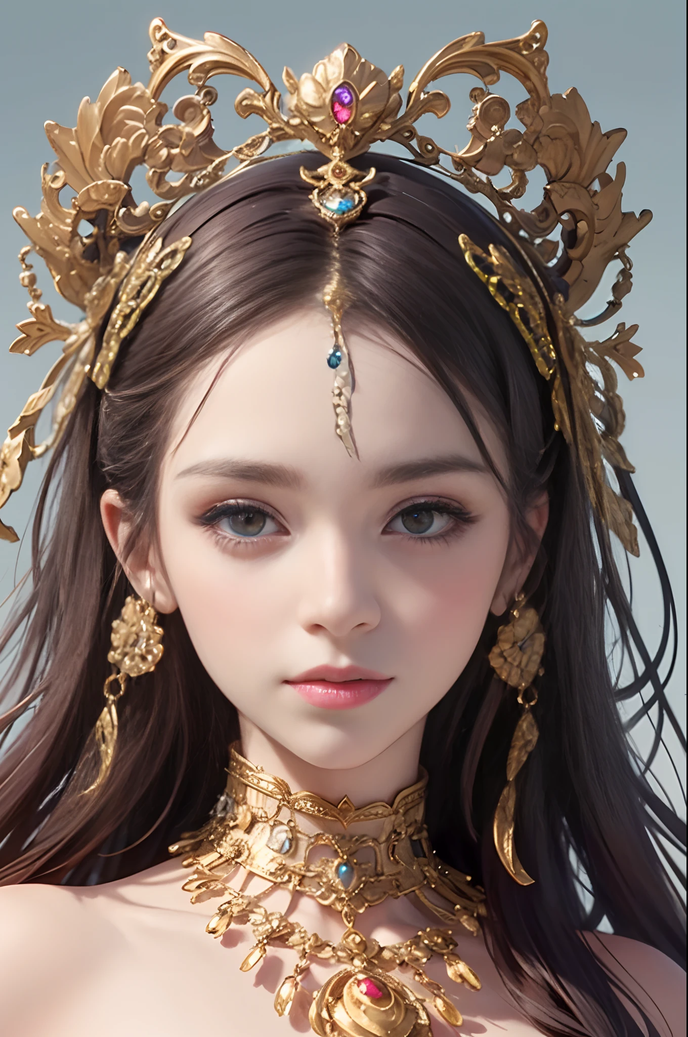 (masterpiece, top quality, best quality, official art, beautiful and aesthetic:1.2), (1 fantasy girl), extremely detailed, ornate jewellery, long shapeless hair, (fractal art:1.3),colorful,highest detail.