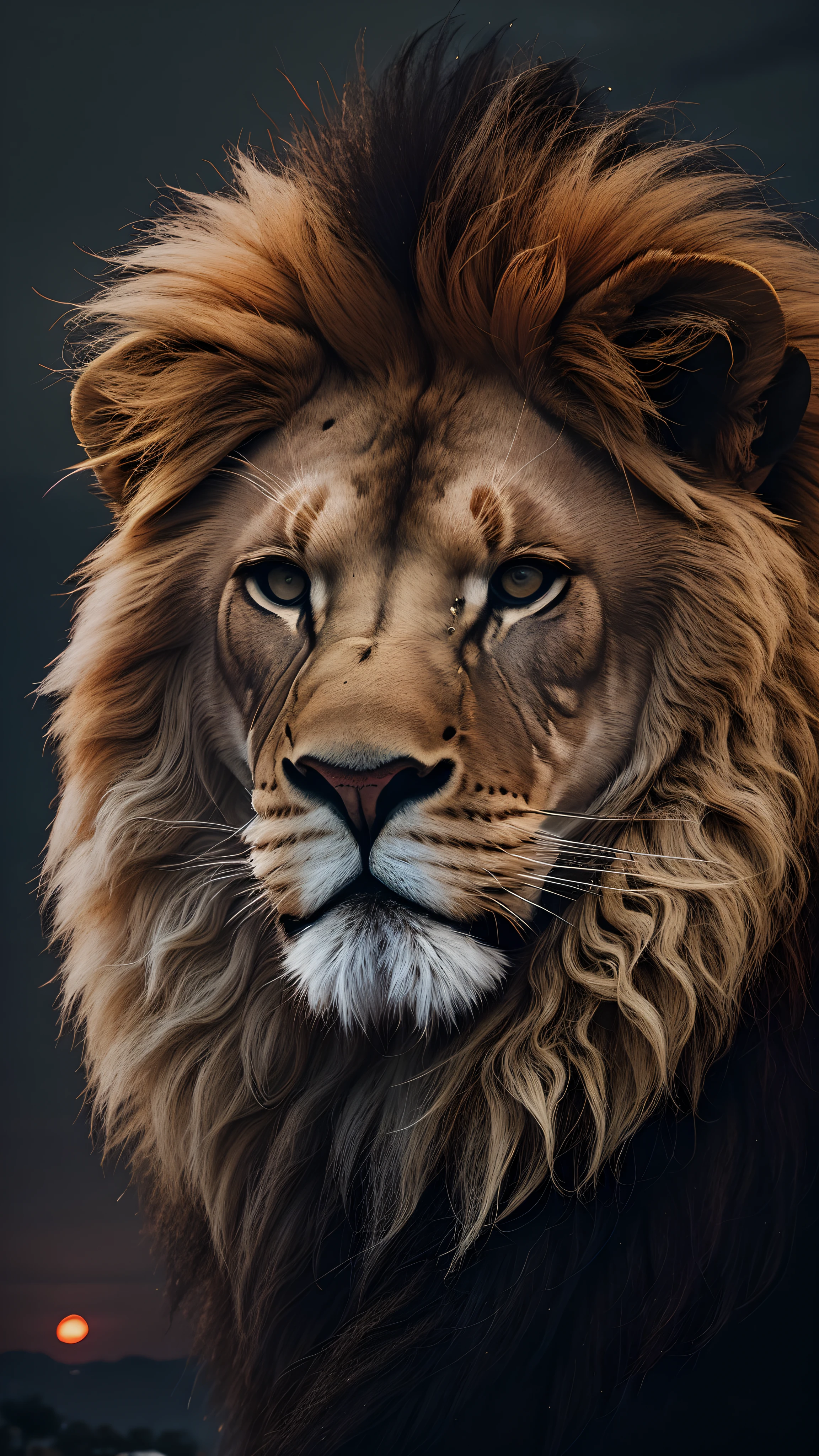Lion, leone, King, naturais, Natureza, Natureza, Linda, renderizado, fotorrealista, UltraHD, 4k, texturasdetalhadas, sombras detalhadas, cores detalhadas, por do sol, sol se pondo, Sunset, Natureza Linda, fundo preto, por do sol, contraste detalhado, contraste realista, alta resolução, cores detalhadas,