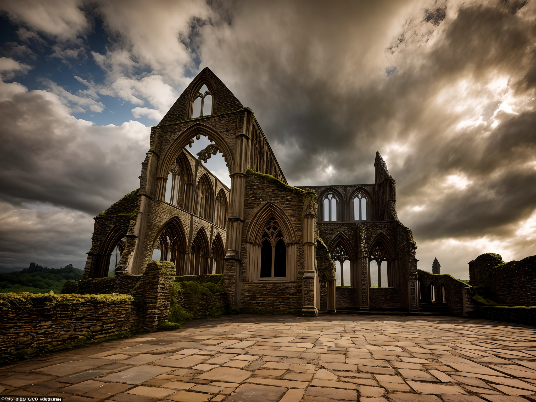 "The restored Tintern Abbey, built over 300 years ago, shines in its former glory. Marvel at the intricate details of its stained glass windows, the craftsmanship of its pillars, and the breathtaking stone work. Take in the grandeur of the abbey's reconstructed roofs, a testament to its rich history."