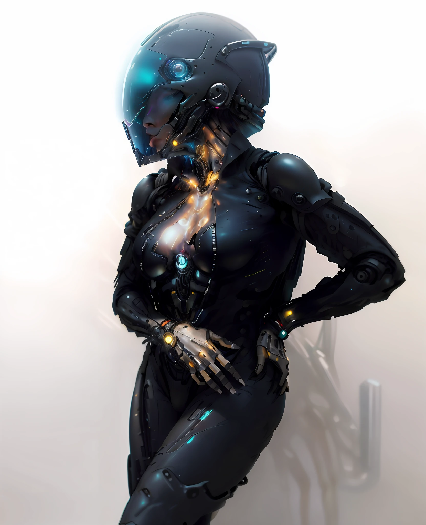 4k, realista, carismatic, muy detallada, hay una chica en la cima de la ciudad, con casco ciborginspirate traje de Spiderman, She is a bionic superheroine, with metal inserts and intricate lights throughout the body, Cyberpunk superhero theme, ciborg, 25-years old, cuerpo completo