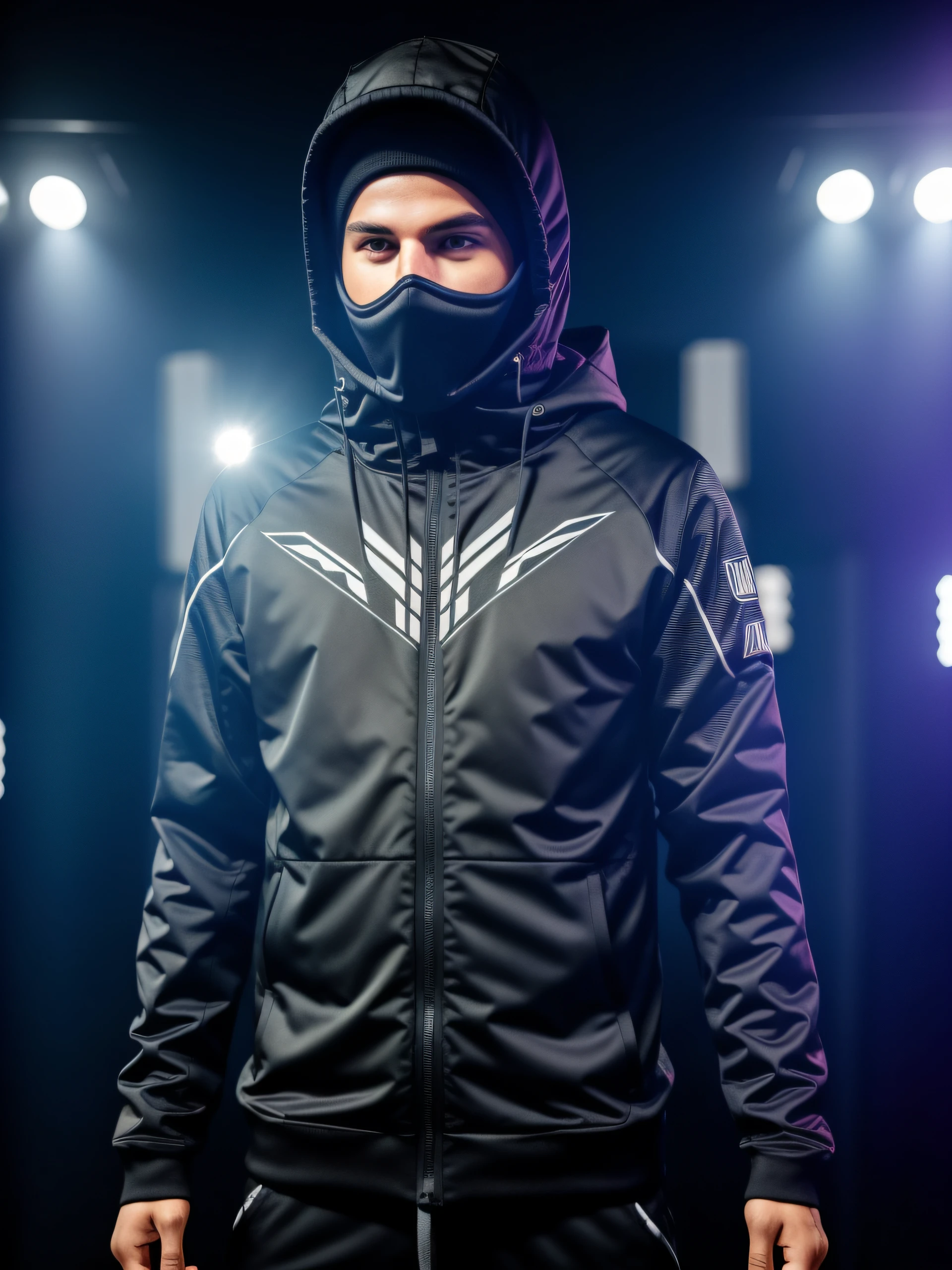 um homem, master part, extremamente detalhado, melhor qualidade, Com trajes DJ, extremamente detalhado, como Alan Walker. (8k, qualidade superior, melhor qualidade, obra-prima, altamente detalhado: 1.2), (de meio corpo:1.3)