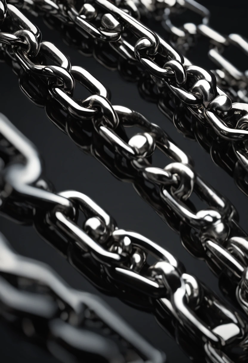 Metal chain with black background 4k Cinematographhic resolution and focus