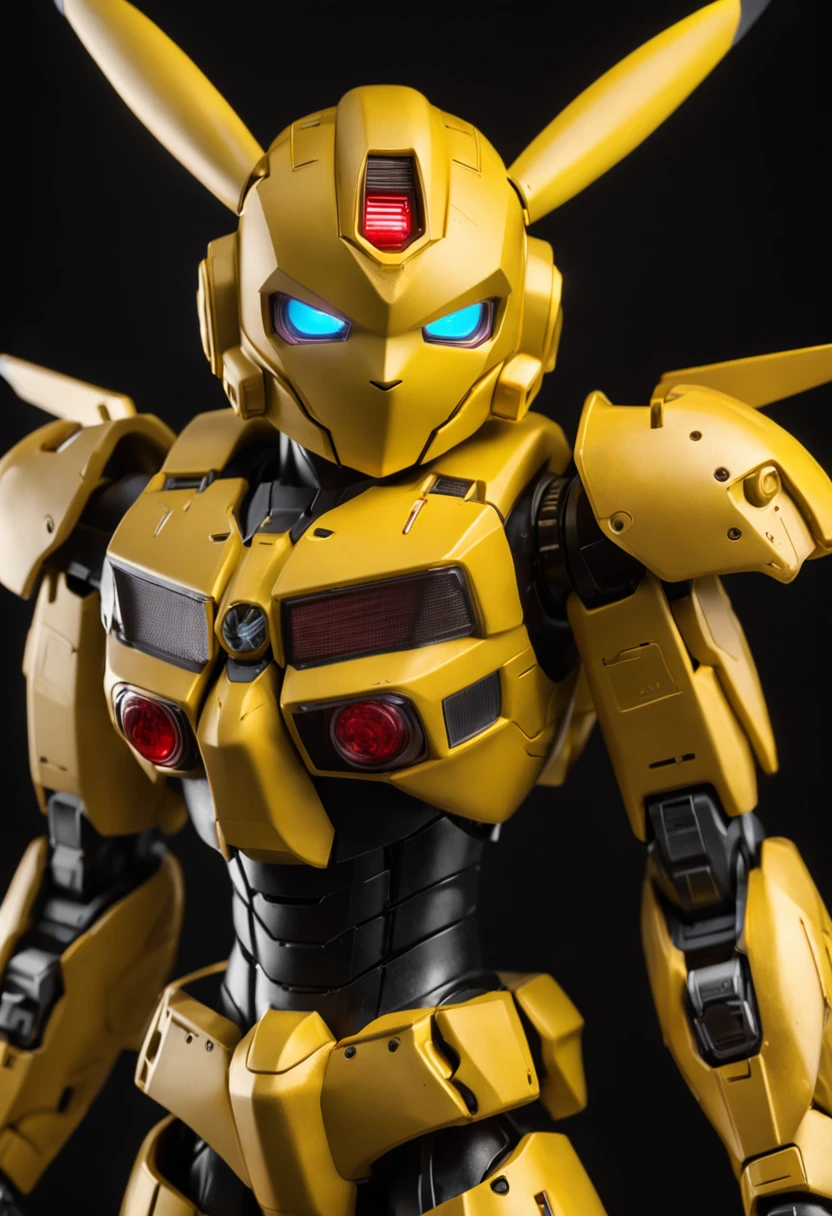masterpiece,best quality, illustration, Pikachu wearing robot gundam suit,beautiful detailed glow,,detailed lighting,(beautiful detailed eyes:1.1),expressionless,
