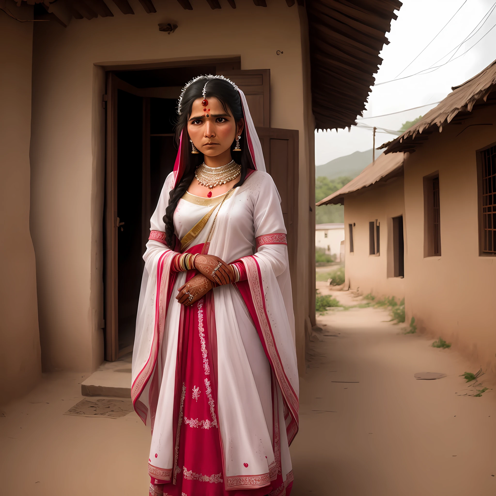 Indian Village bride sad