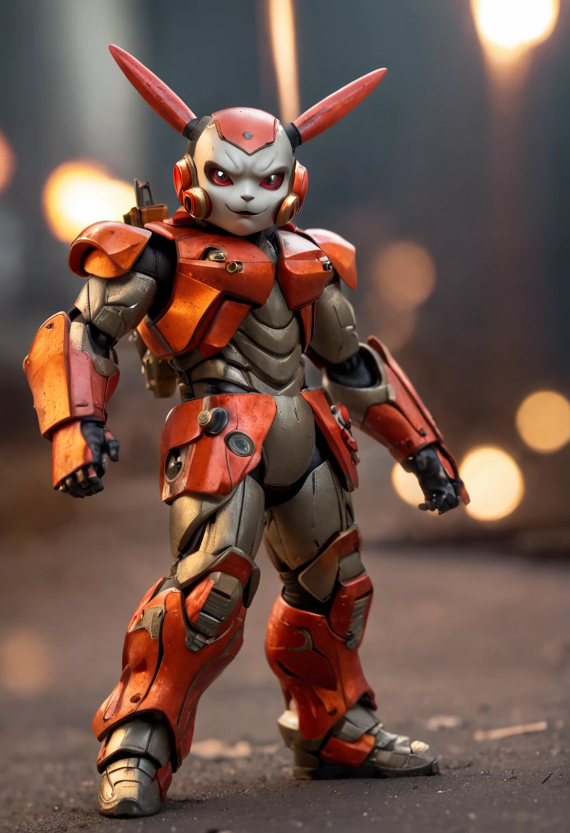 masterpiece,best quality, illustration, Pikachu wearing Kamen Rider Super-1 suit,beautiful detailed glow,(flames of war:1.2),detailed lighting,(beautiful detailed eyes:1.1),expressionless,