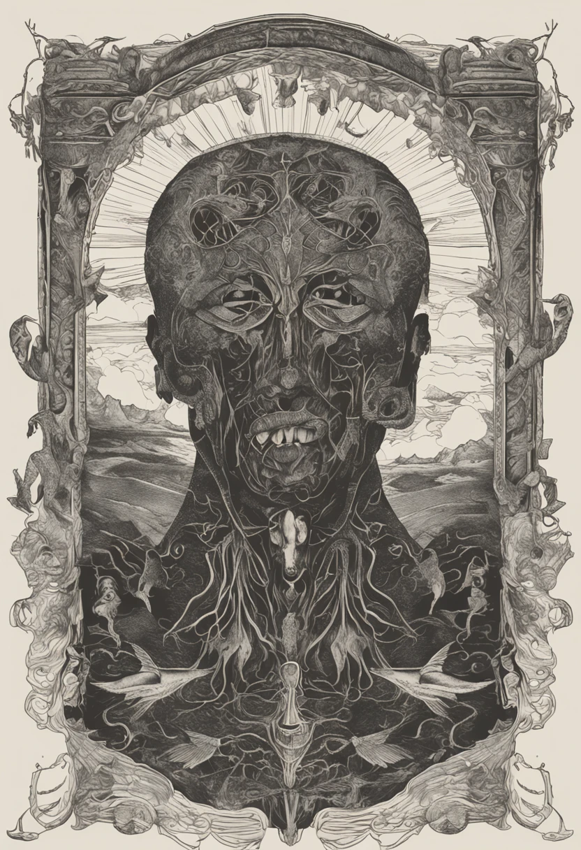 Em um mundo mergulhado na obscuridade eterna, A sinister figure emerges that challenges the notion of reality. A pale man, imerso nas sombras, His body is a macabre canvas painted with nuances of blackness and mystery. His presence evokes an ancestral terror, as if it were a grim echo of long-forgotten times.
The icy gaze of this being conveys the history of ages past, eyes sparkling like empty sockets filled with fragments of ancient memories and secrets whispered by the winds of the night. Every wrinkle on his pale skin seems to contain narratives of a dark past, while his countenance remains inscrutable, Hiding the depths of his existence.
Os cabelos longos, As Black as the Abyss, caem em cascata pelos ombros, seeming to be an extension of the darkness that surrounds him. Cada mecha ondulante captura a luz fraca, criando um halo de penumbra que o acompanha a cada passo, as if he were a creature born of the night itself.
Wearing a dark, enigmatic costume that looks woven from the shadows themselves, It evokes a haunted elegance that highlights its uniqueness in the darkness of the world. Every detail of the costume is meticulously crafted, remembering the costumes of ancient dynasties that long ago succumbed to oblivion.
His aura exudes a mystery shrouded in an air of restlessness. This enigmatic figure carries with it the memory of old memories, Stories lost in the mists of time, segredos enterrados no inconsciente coletivo. Your purpose, sua busca, permanecem trancados nas profundezas de sua alma atormentada, enquanto ele perambula pelos recantos mais sombrios do mundo, a living reminder of forgotten times and unimaginable horrors.