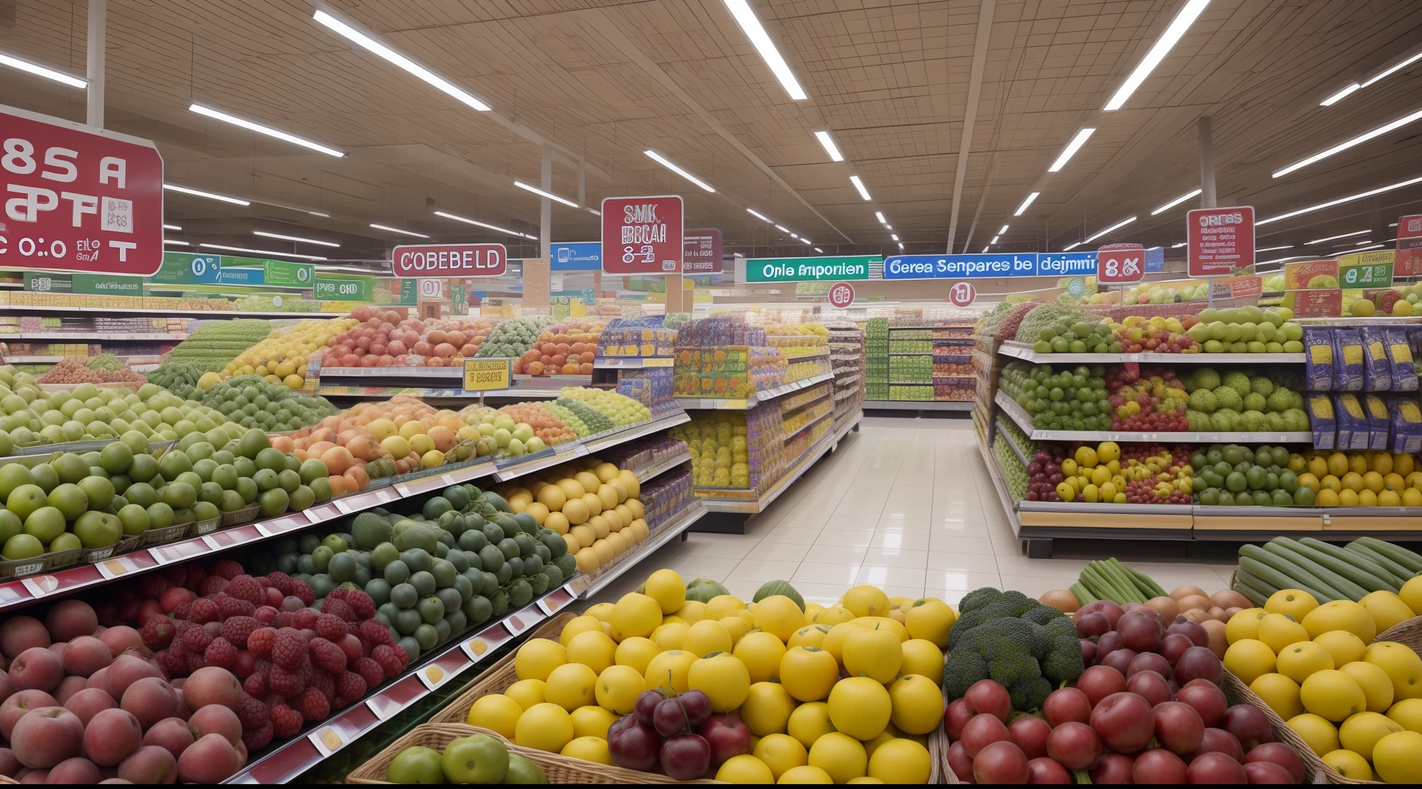 Supermarket, open diaphragm, hyper-realistic, realistic, 8k, ((ultra detailed))