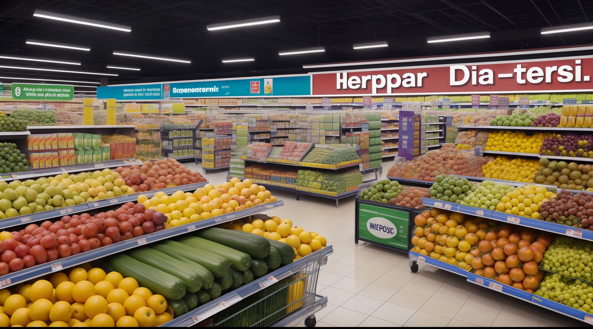 Supermarket, open diaphragm, hyper-realistic, realistic, 8k, ((ultra detailed))