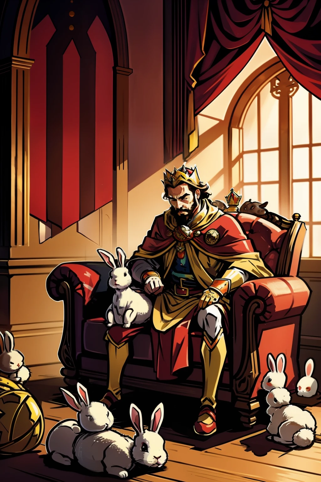 A king is defeated by bunnies