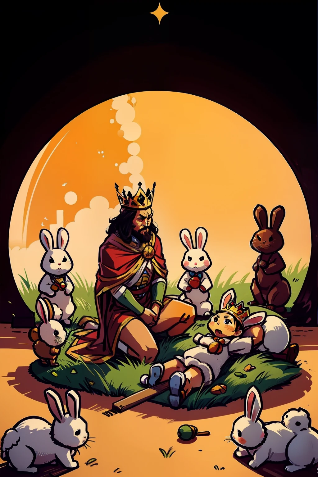 A king is defeated by bunnies