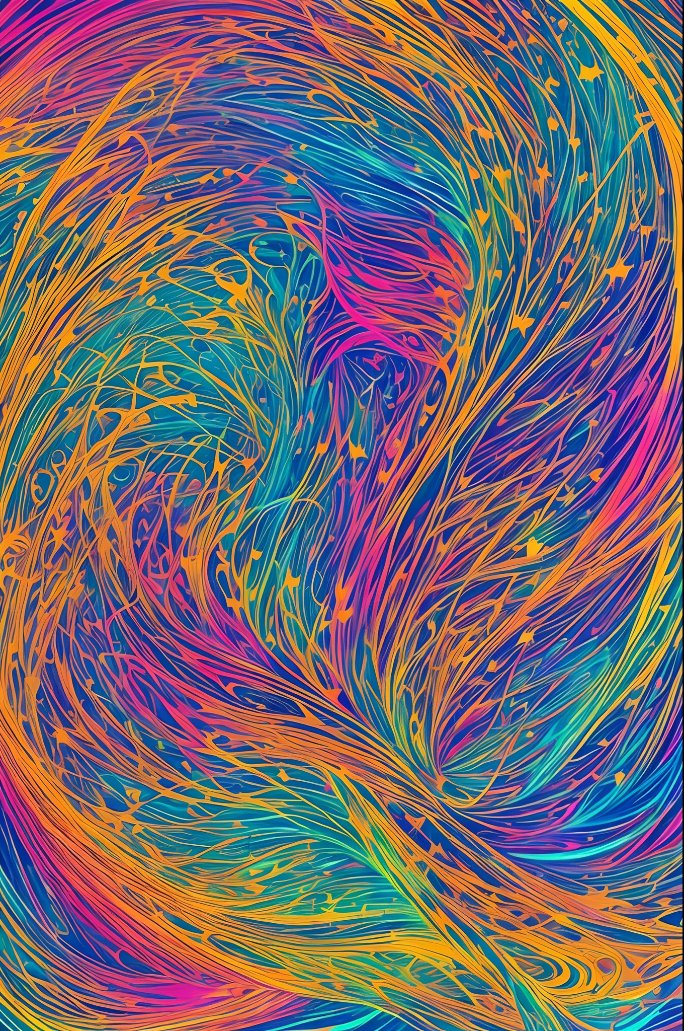 Criar imagem: Illustration of a person in meditation with colorful waves pulsing around him. The vibrant colors represent the positive energy and healing of mental health. The fluid forms symbolize the freedom and harmony between mind and spirit. Add mystical elements, as twinkling stars or spiritual symbols, to strengthen the connection with the spiritual aspect. --auto --s2