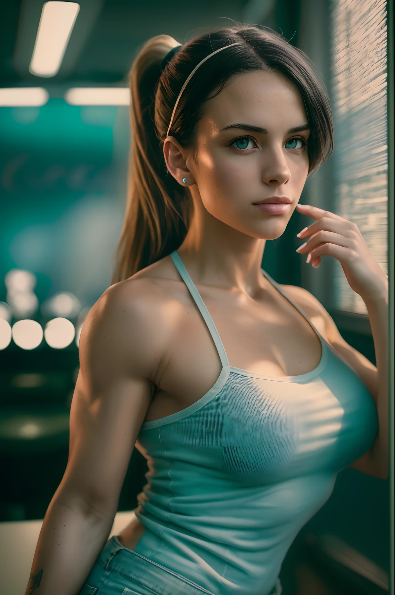(best quality,4k,8k,highres,masterpiece:1.2),ultra-detailed,(realistic,photorealistic,photo-realistic:1.37),Daz3D girl, LoRA: TeeTee ,beautiful detailed eyes,beautiful detailed lips,extremely detailed eyes and face,longeyelashes,physically-based rendering,portraits,vivid colors,studio lighting, in a sports bra