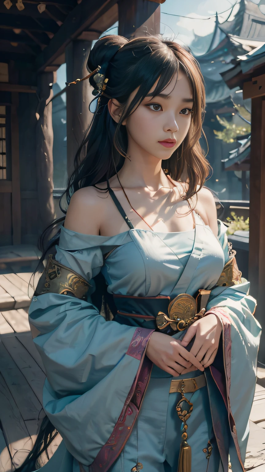 (1girl:1.3),solo,__body-parts__,
official art, unity 8k wallpaper, ultra detailed, beautiful and aesthetic, beautiful, masterpiece, best quality,Fantastical Atmosphere, Calming Palette, Tranquil Mood, Soft Shading,
Miko priestess, charm spell, talisman familiar, shrine maiden duties,