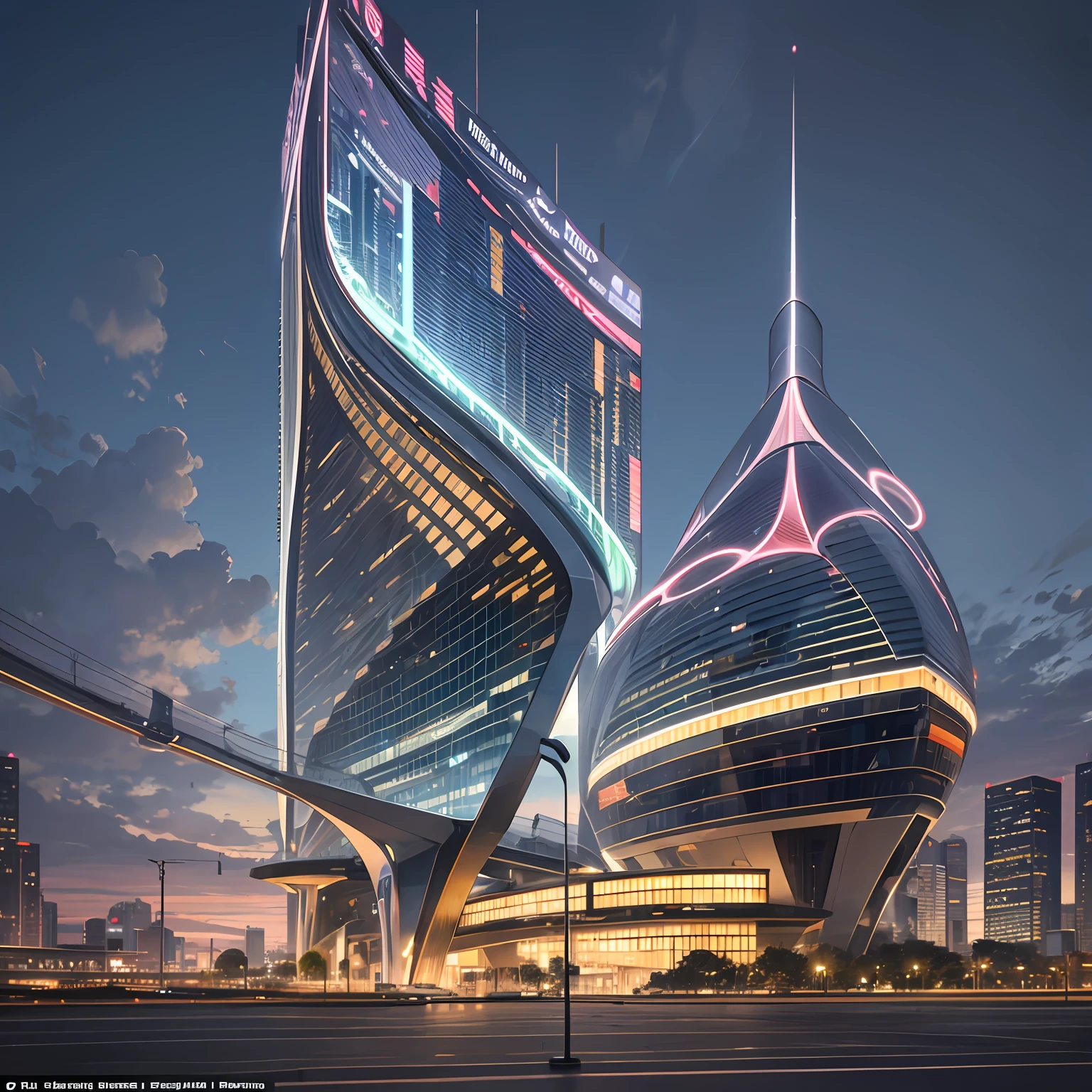 torre,verdade,The cityscape of the future is filled with awe-inspiring technological wonders. Towering skyscrapers soar in the clouds, Com design elegante e moderno. The fusion of aerodynamics, curvo, and geometric architectural structures with reflective materials and glass facades create a mesmerizing futuristic landscape. nas ruas, Remarkable floating transport vehicles glide quickly, como carros voadores ou trens maglev, exuding a high-tech exterior as they navigate the style of the city's airspace:photographic