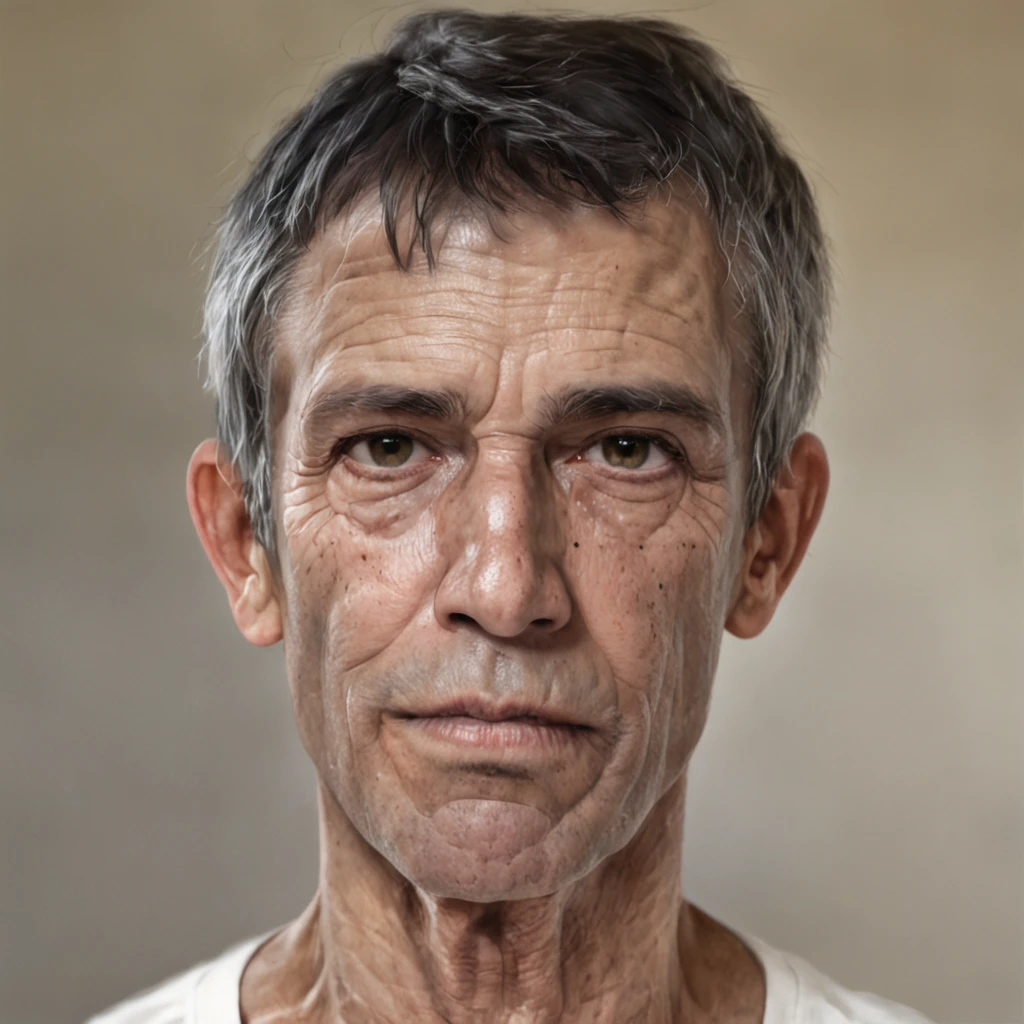 Um retrato de homem, ::style fotografia, Estilo realista ::n_style pintura digital, deformed parts, rosto deformado