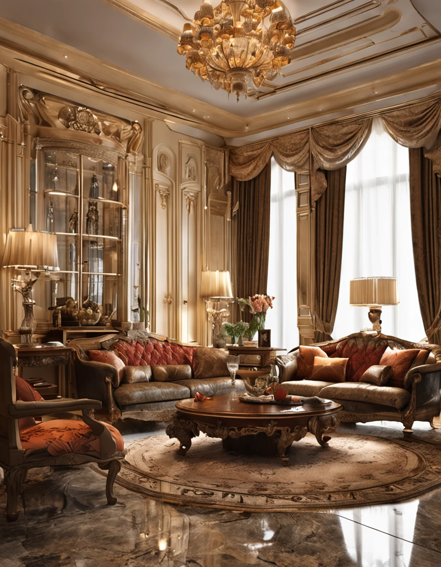 European villa living room