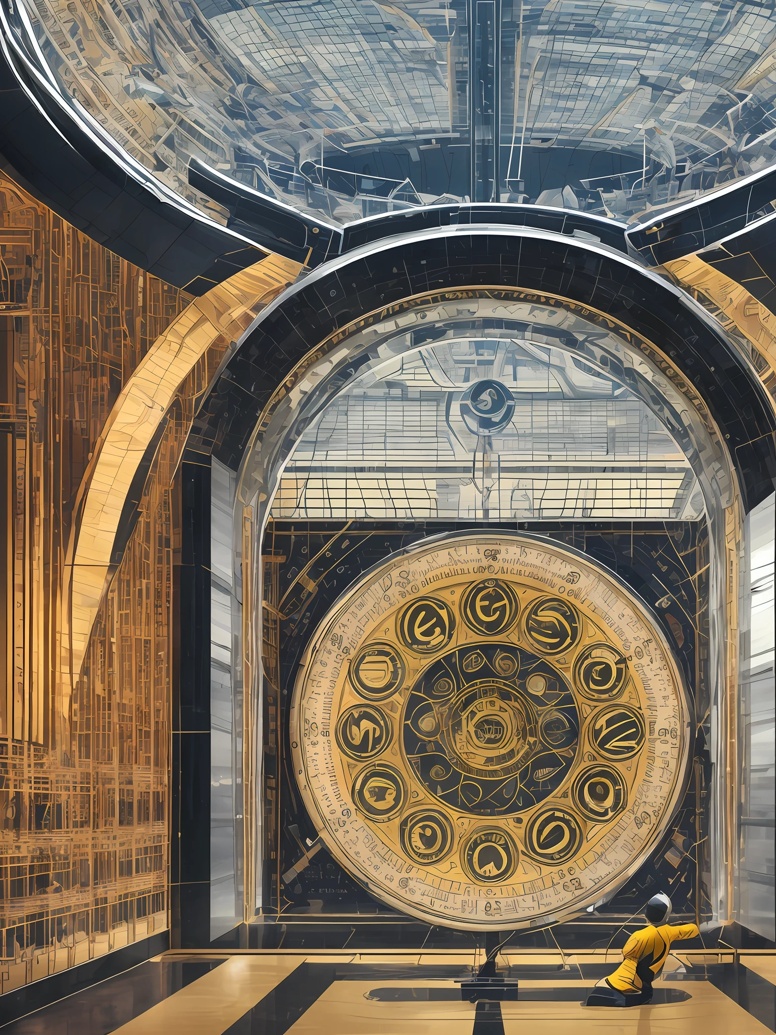 A scientist enters a time machine and is caught between 2023 and 1950s, in a image split between the two years, full HD, 3D, 4K, ultra realistic, ultra detailed, hyper realism, hyper perfectionist, ultra magnificent, highly extraordinary, rigidly sensational, ultra sublime, hyper exquisite, ultra In-depth, hyper-accurate, highly accurate, very thorough, extremely particularized, rich in uniqueness, hyper-pragmatic, abundant in common sense --auto --s2