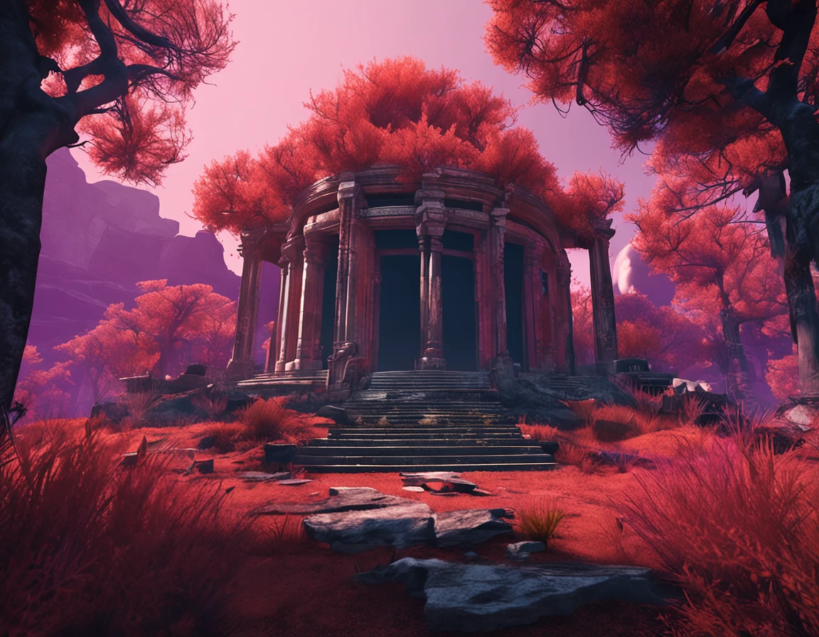 Temple of the Ruins、moonlights、Overgrown weeds、Dead trees々