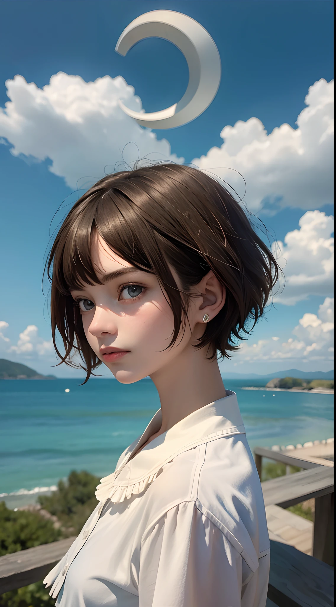beachside,short detailed hair,nakeness