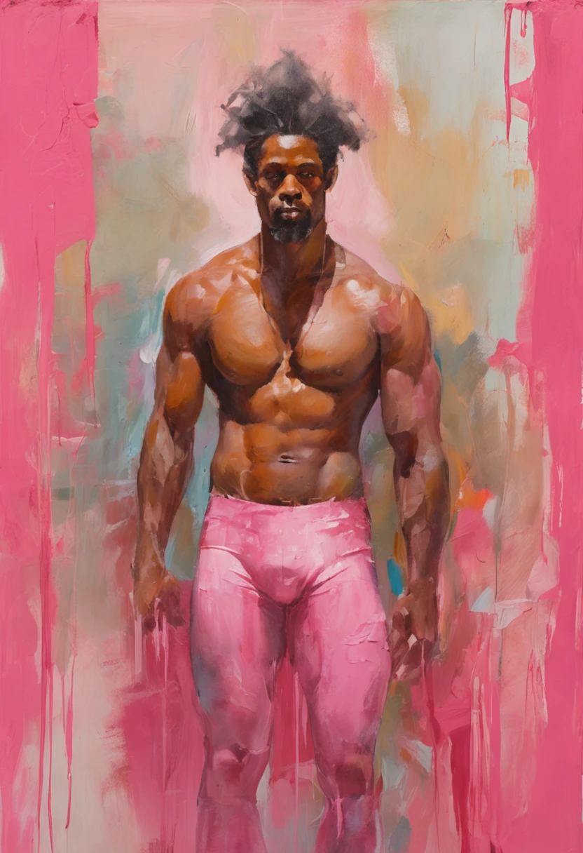 Muscular male wearing cute pink panties and thigh high socks, has flowing white hair, has wolf ears, has wolf tail, wearing lingerie, sweaty, is alone, solo