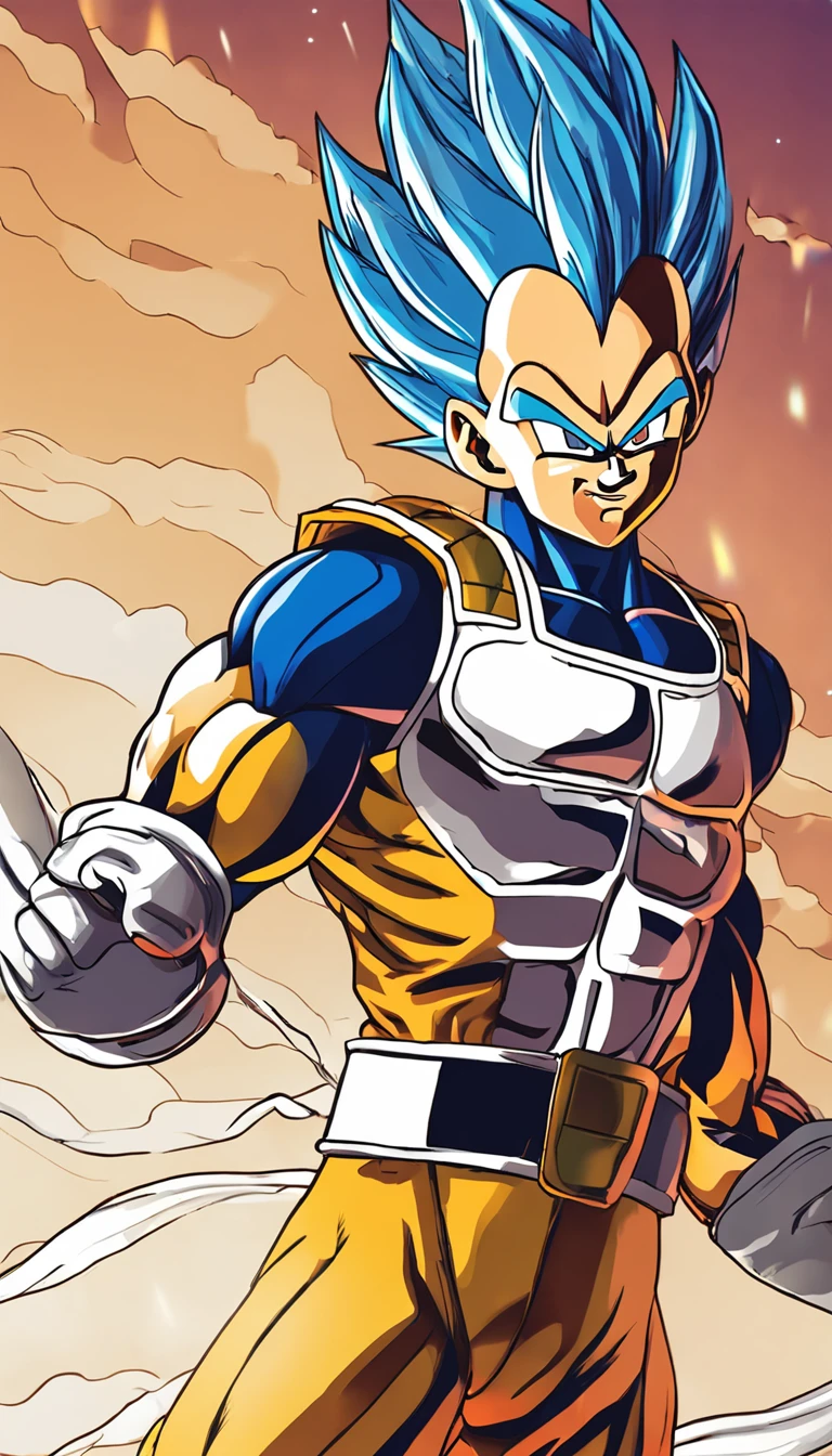 Child Vegeta as Super Sayajin , roupa azul do vegeta , estilo anime , Scenery with Nocturnal Destruction , (( imagem sem deformidades)) , best resolution , melhor qualidade , olhar fixo , obra prima