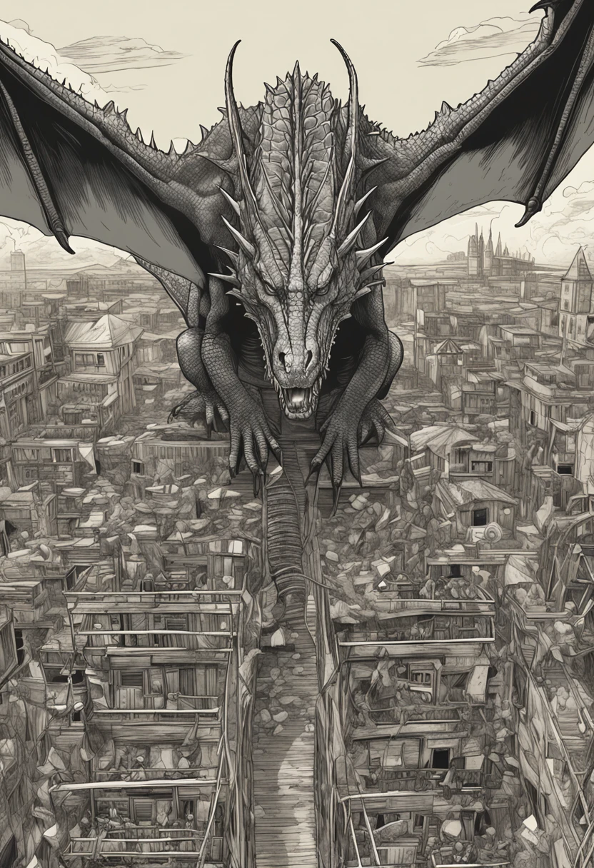 "A creepy titanic dragon, com 4 olhos e 6 asas (three on each side), de cor roxa e com rachaduras em sua pele escamosa, coberto por vibrantes runas arcanas. Full body view seen from above."