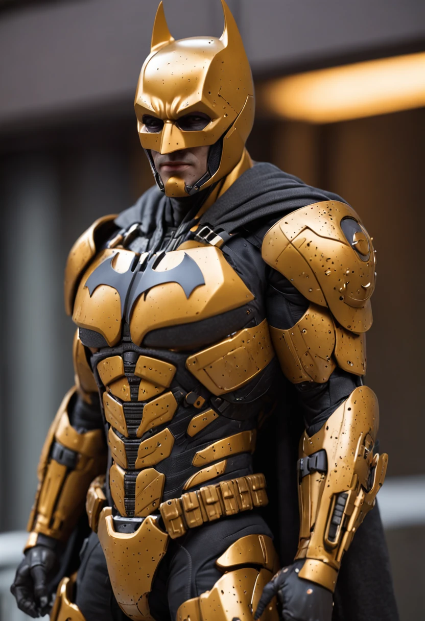 an ultra detailed Batman cybernetic armor color yellow gold. ::n_ desenho, Imperfection, baixa qualidade, boneco, Jogo, anime, assinatura