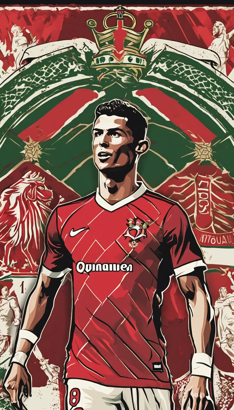 Cristiano Ronaldo with the shirt of the Portugal national team , correct Portugal national team shirt , (( imagem sem deformidades )) e, Standard scenario , melhor qualidade , melhor qualidade , obra prima