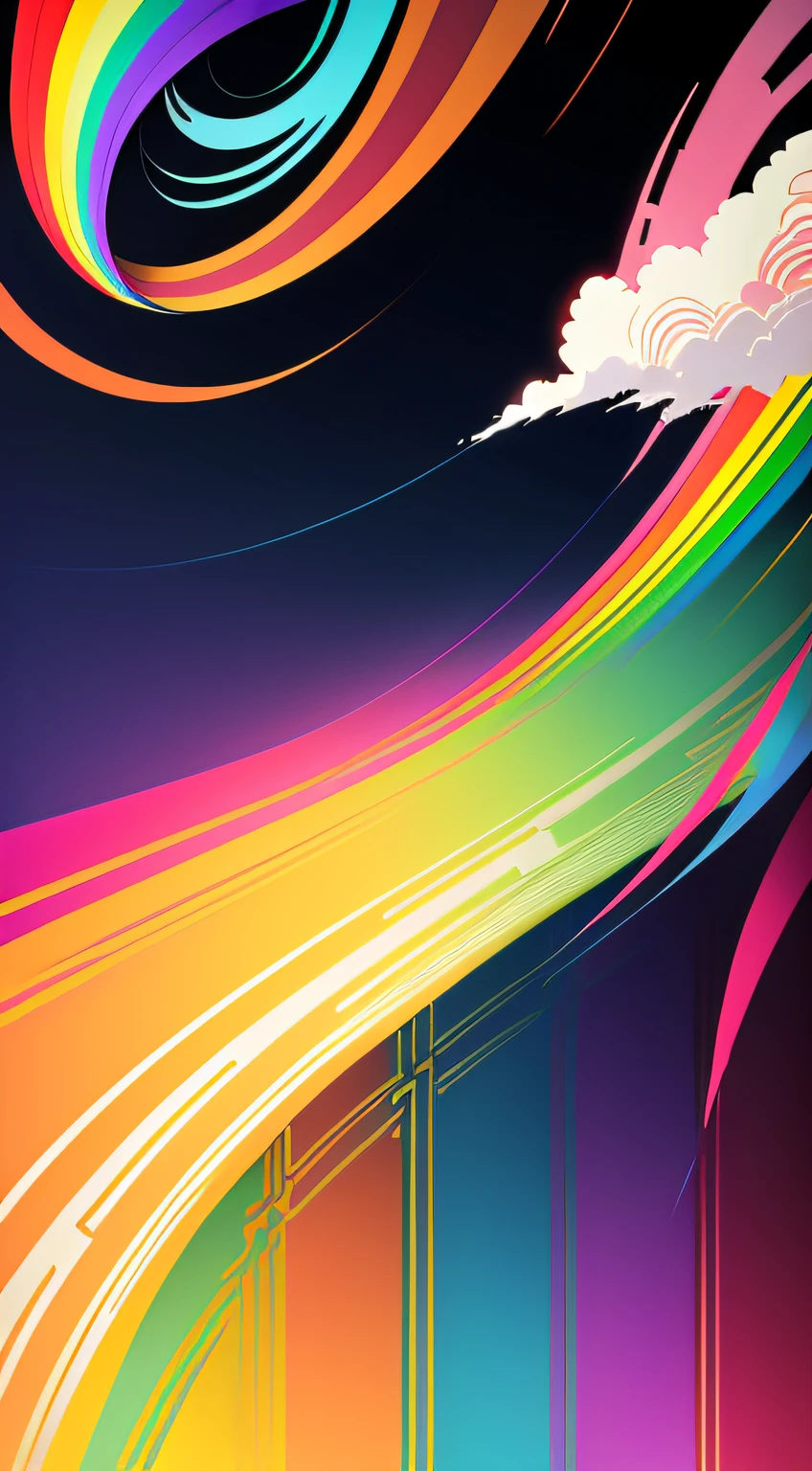 Wallpaper of Anime Style, Chinese style, Colorful, Rainbow,Abstract animals