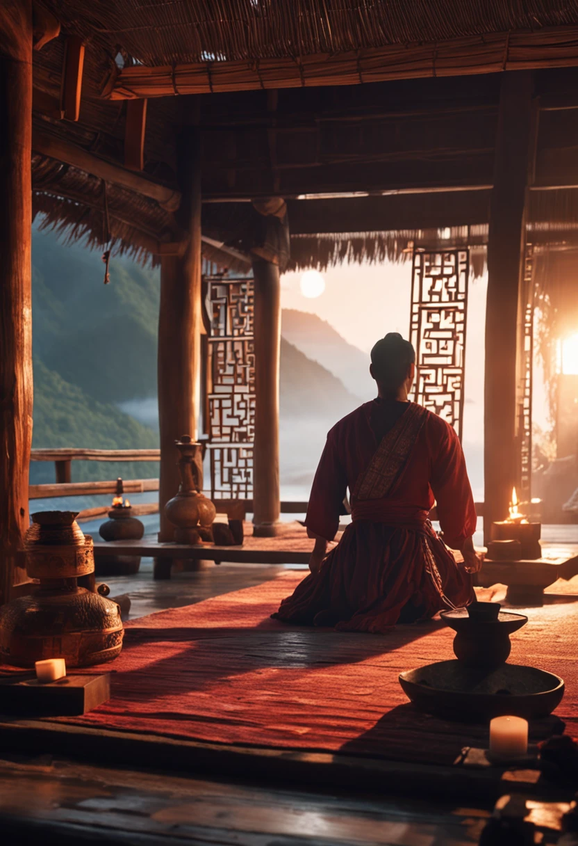 samurai homem meditando em um quarto escuro a luz de velas, as velas iluminando o ambiente (obra-prima) (8k high resolution) (melhor qualidade) (Ultra Definition) (Ultra realista)(Foto RAW) (Foto realista) (bright illumination)