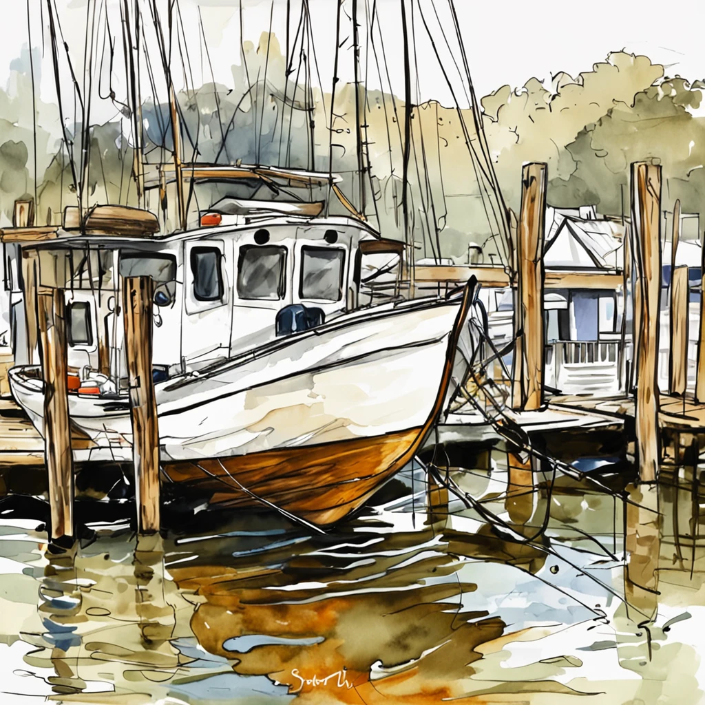 Painting of a boat sitting on a wooden dock, drawn in microsoft paint, sketch of an ocean in ms paint, line-drawing, Small boat, Boat, das boot, some boats, thick line drawing, drawn with photoshop, Rowing Boat, boat in foreground, line-drawing, small boat in foreground, Small boat in the foreground, digital sketch, Drip paint. Perfect color grading. Influence of Karel Appel and Jeremy Mann, Lots of dramatic and threatening scenes, ultra-detailliert, Beautiful, insanely detaileda, Intricate details, Editorial Photography, Shot with a 50mm lens, depth of fields, Tilt Blur, Shutter Speed 1/1000, F/22. Lightmaps, Super bright