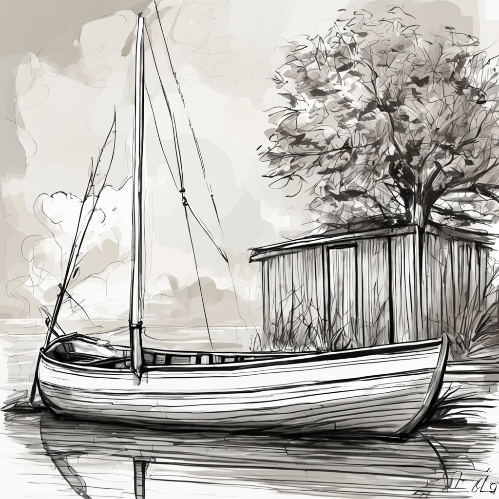 Painting of a boat sitting on a wooden dock, drawn in microsoft paint, sketch of an ocean in ms paint, line-drawing, Small boat, Boat, das boot, some boats, thick line drawing, drawn with photoshop, Rowing Boat, boat in foreground, line-drawing, small boat in foreground, Small boat in the foreground, digital sketch, Drip paint. Perfect color grading. Influence of Karel Appel and Jeremy Mann, Lots of dramatic and threatening scenes, ultra-detailliert, Beautiful, insanely detaileda, Intricate details, Editorial Photography, Shot with a 50mm lens, depth of fields, Tilt Blur, Shutter Speed 1/1000, F/22. Lightmaps, Super bright