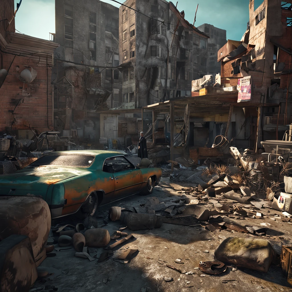 estilo punisher, homem, Dilapidated city