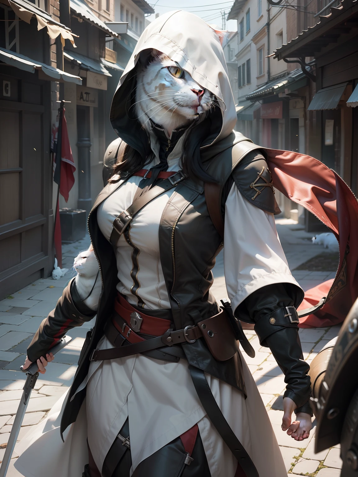 The face of a white cat