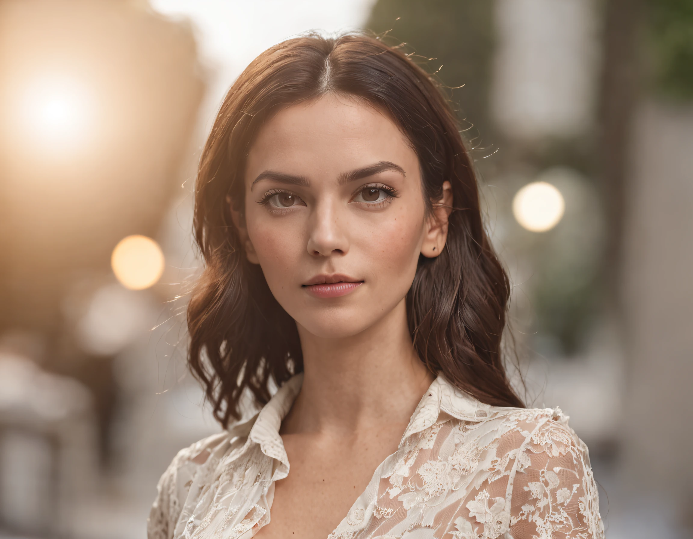 uma linda mulher sexy, morena, brasileira, sul-americana, medium-weight, doesn't like sports, works in an office, relaxed and casual clothes, cena de filme 8k, fujifilm, 44, ::n_ desenho, Imperfection, baixa qualidade, boneco, jogo, anime, texto, dedos deformados.