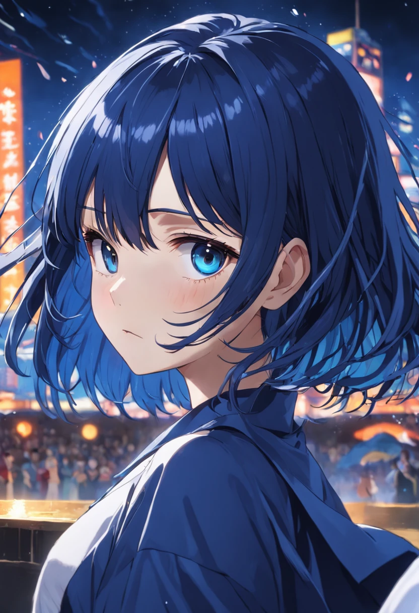 dark blue hair, single sidelock, hair over eyes, bowl cut, parted bangs, high detail, anime, UHD, highres, best quality, high quality, high details, super detail, 16k, masterpiece, ccurate