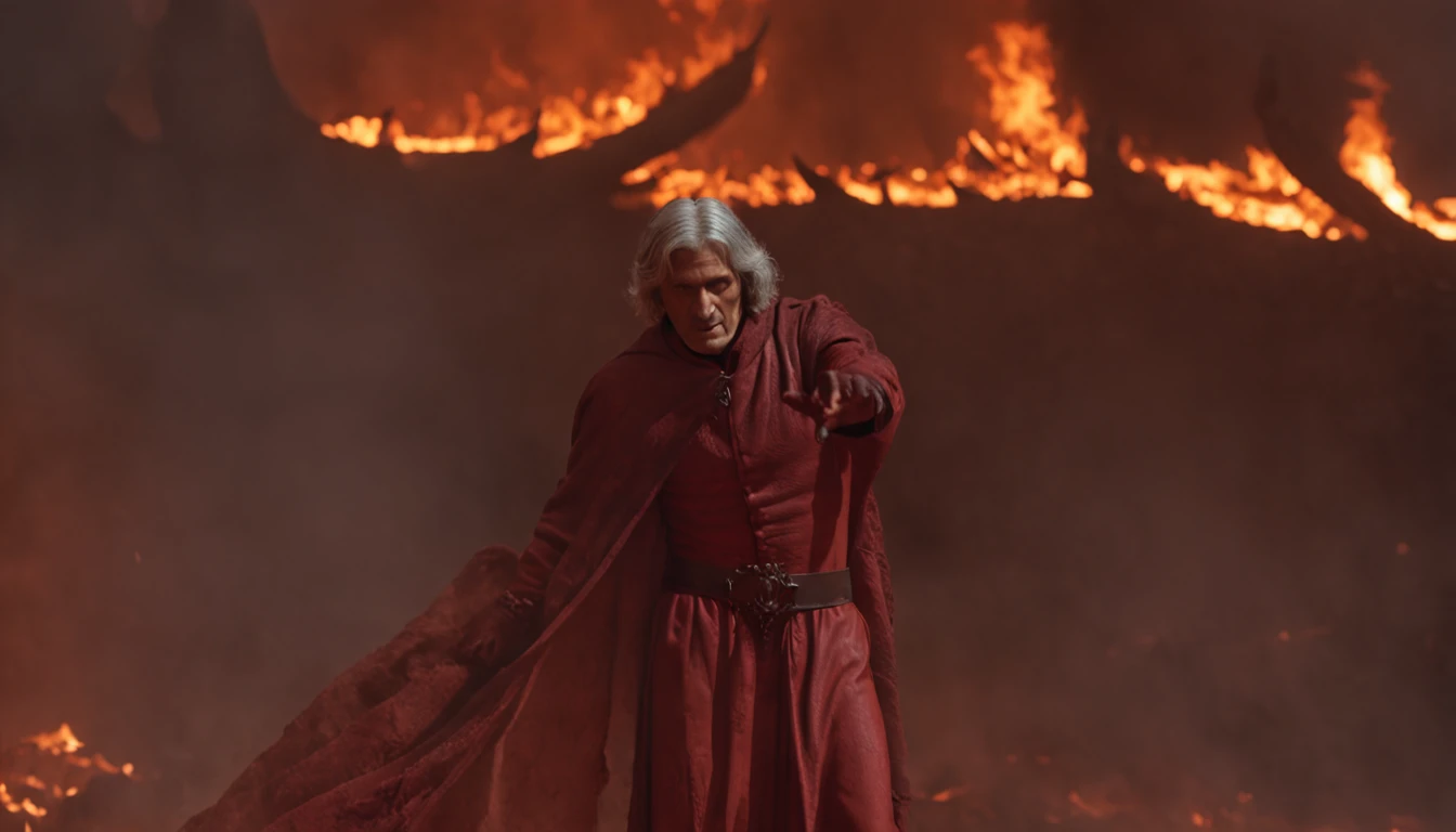 "Dante Alighieri standing in the fiery depths of the seventh circle of hell, surrounded by tortured souls, engulfed in flames, with a haunting, infernal atmosphere."
